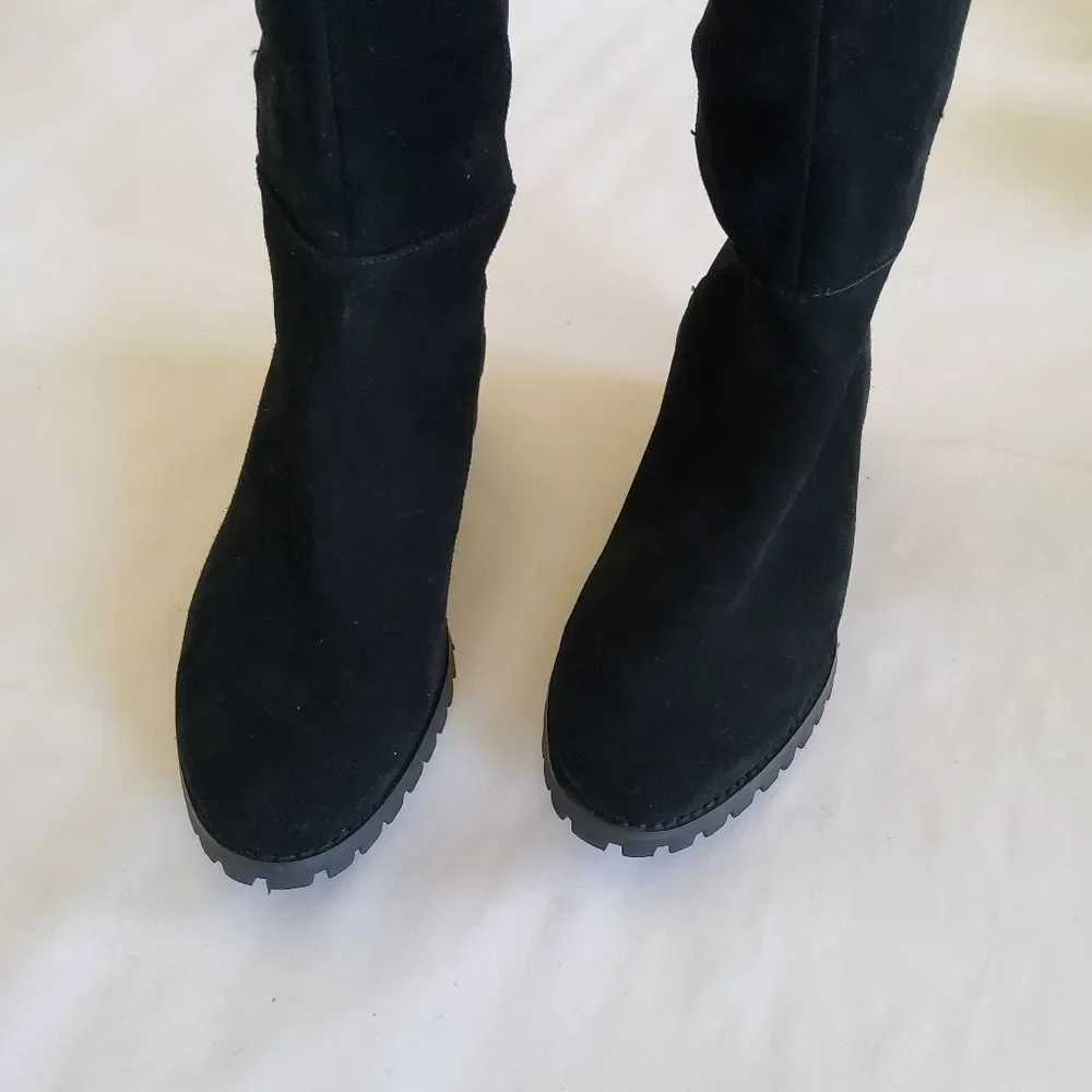 New Blondo Waterproof Black Suede Leather Over The Knee Riding Boots Size 6.5